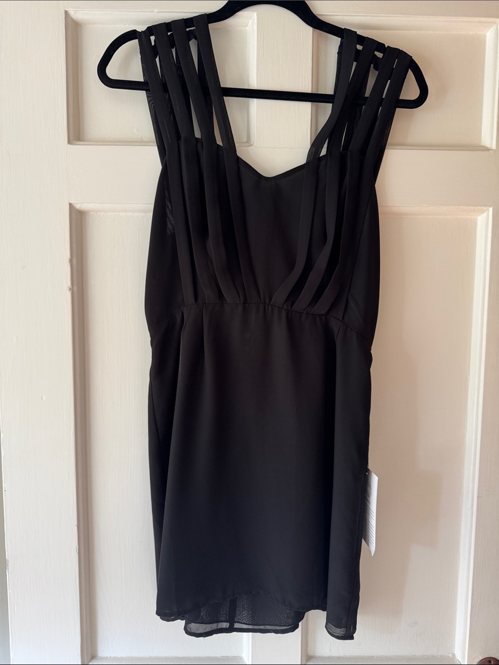 Anthropologie Black Strappy Mini Dress